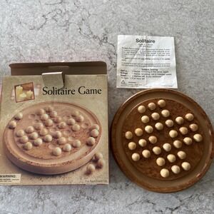 Vintage 1996 Wood Marble Board Solitaire Game DHC Strategy Family Game Night